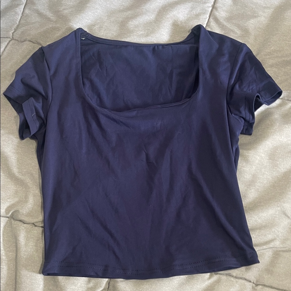 SHEIN Navy Blue Square Neck Crop Top